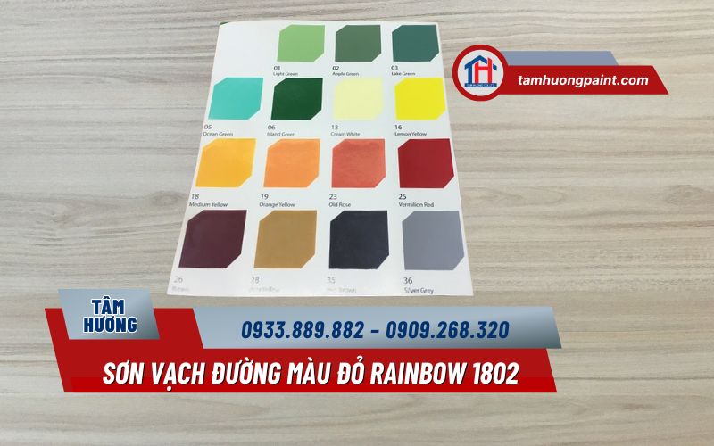Thông số kỹ thuật sơn vạch đường màu đỏ Rainbow 1802