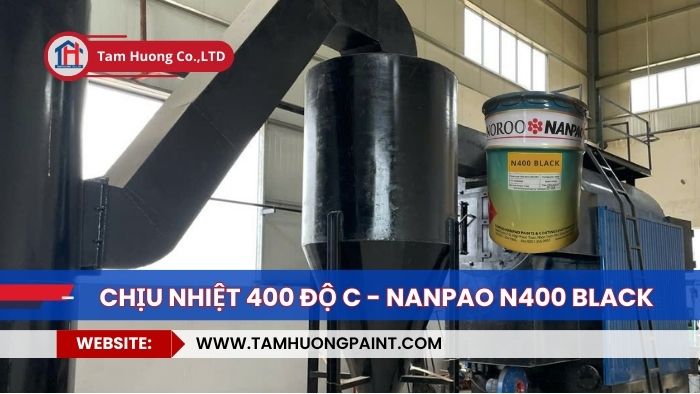 thi công Sơn chịu nhiệt 400 độ C Nanpao N400 Black