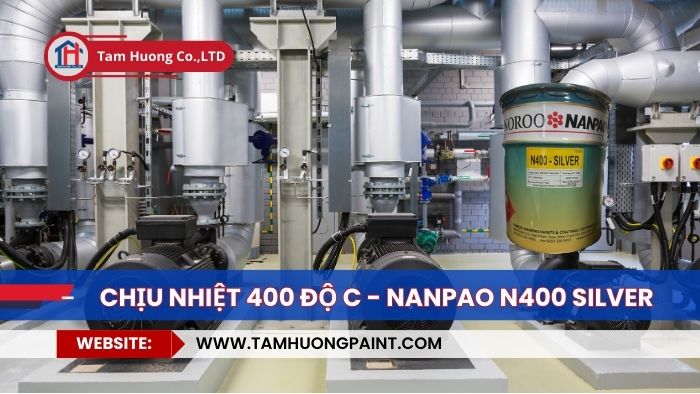 thi công Sơn chịu nhiệt 400 độ C Nanpao N400 Silver