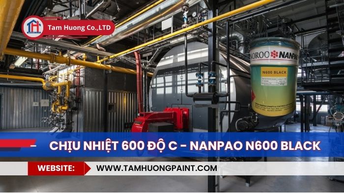 thi công Sơn chịu nhiệt 600 độ C Nanpao N600 Black