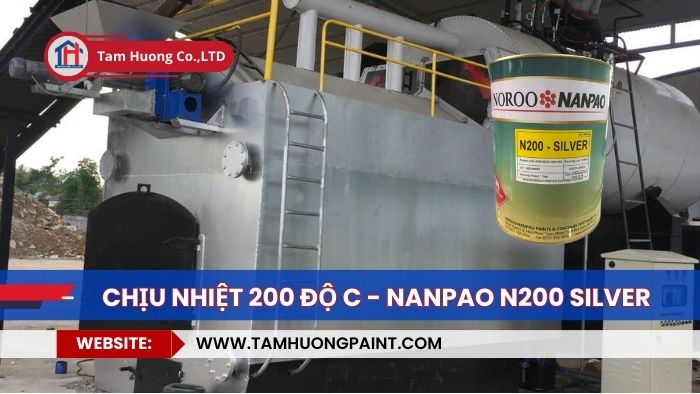 thi công Sơn chịu nhiệt 200 độ C Nanpao N200 Silver