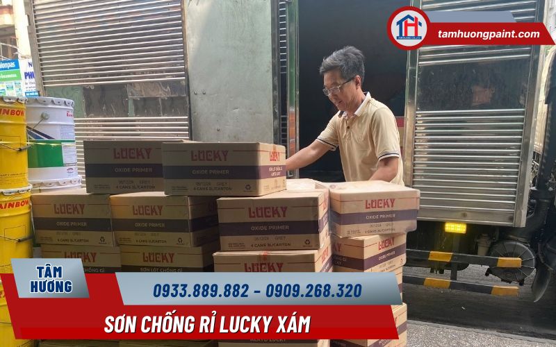 Đại lý bán sơn chống gỉ Lucky màu xám ở đâu để đúng hàng, đúng giá?