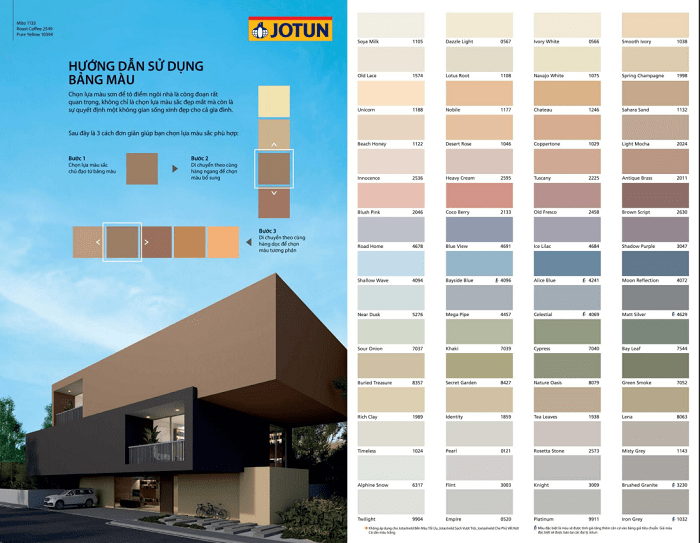 bảng màu sơn Jotun Jotashield Chống Phai Màu