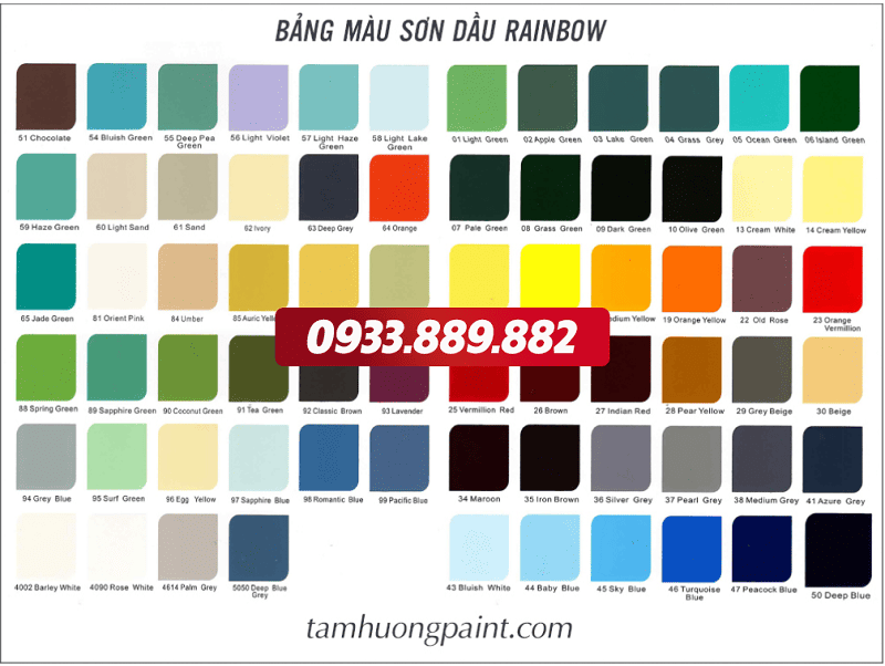 Bảng màu sơn dầu rainbow chính hãng