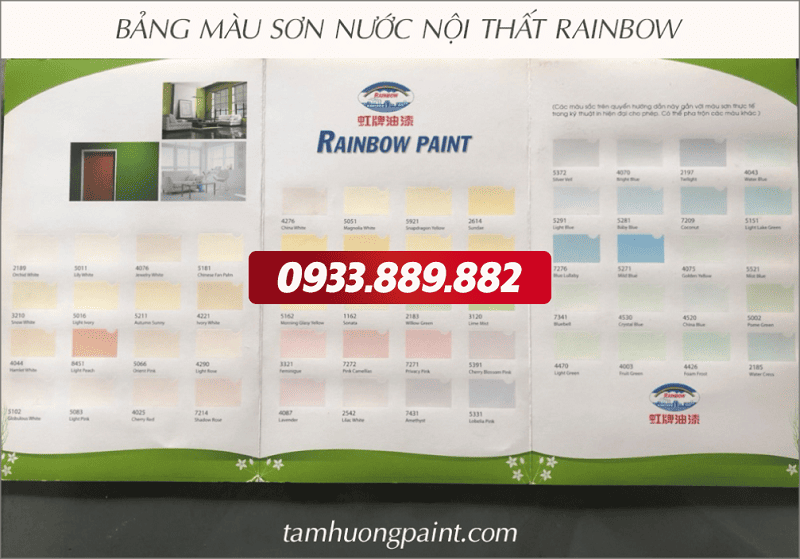 Bảng màu sơn nước nội thất rainbow
