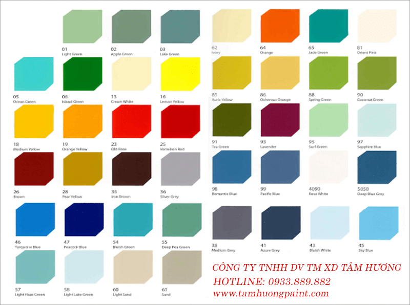 Xem bảng màu sơn chịu nhiệt Rainbow
