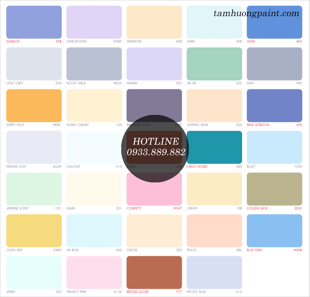 Bảng màu sơn nước ngoại thất Expo Easy