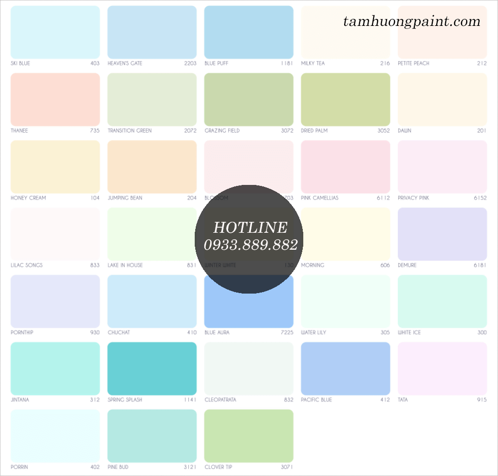 Bảng màu sơn nước nội thất Expo Easy