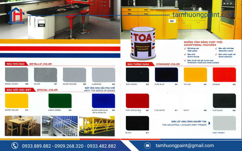 Chi tiết bảng màu của Sơn Thơm Công Nghiệp Toa