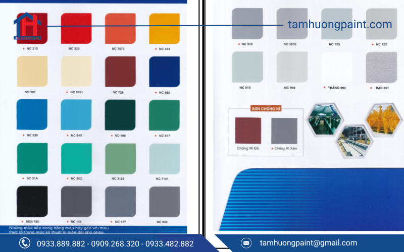 Bảng màu chi tiết của sơn Naco