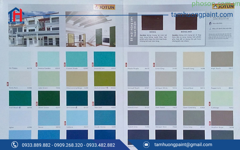 Bảng màu sơn dầu Jontun Gardex tông lạnh