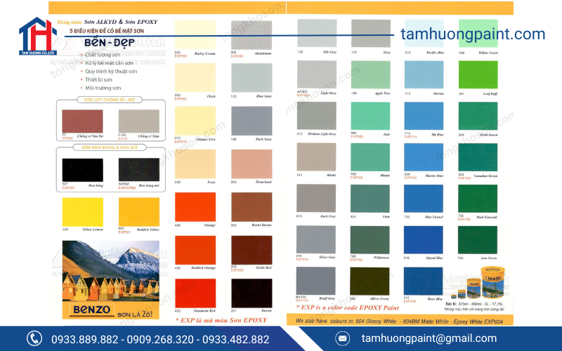 Bảng màu Sơn Epoxy Benzo giá
