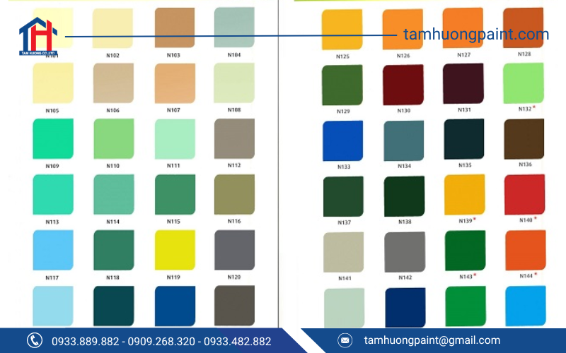 Bảng màu sơn Epoxy thế hệ mới
