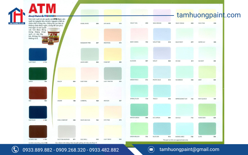 Bảng màu sơn nước ATM