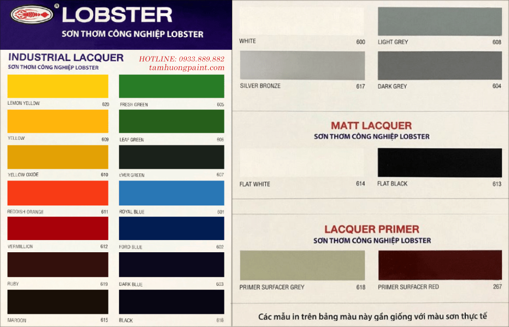 Bảng màu sơn thơm Lobster mới nhất