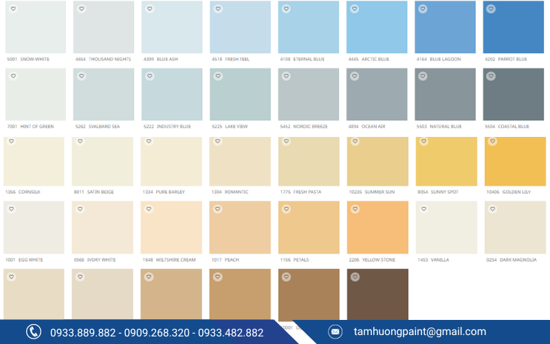 Gam màu xanh dương, màu cam và màu vàng