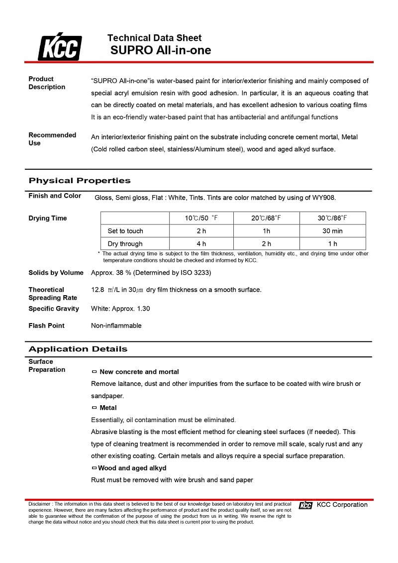 BẢNG DỮ LIỆU KỸ THUẬT SUPRO ALL-IN-ONE 