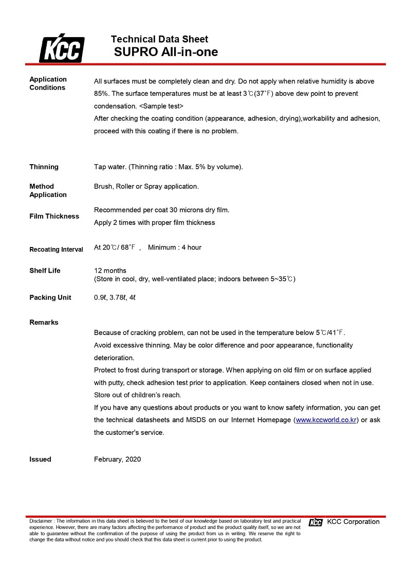 BẢNG DỮ LIỆU KỸ THUẬT SUPRO ALL-IN-ONE 2