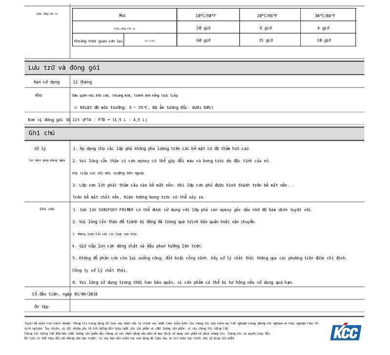 Thông số kỹ thuật Sunipoxy Primer - 1