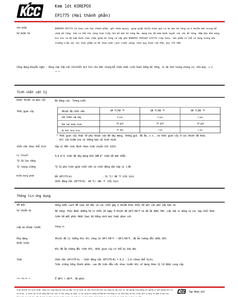 TDS -Thông số kỹ thuật EP1775 1