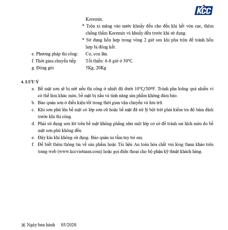 Thông số kỹ thuật Koremix 2