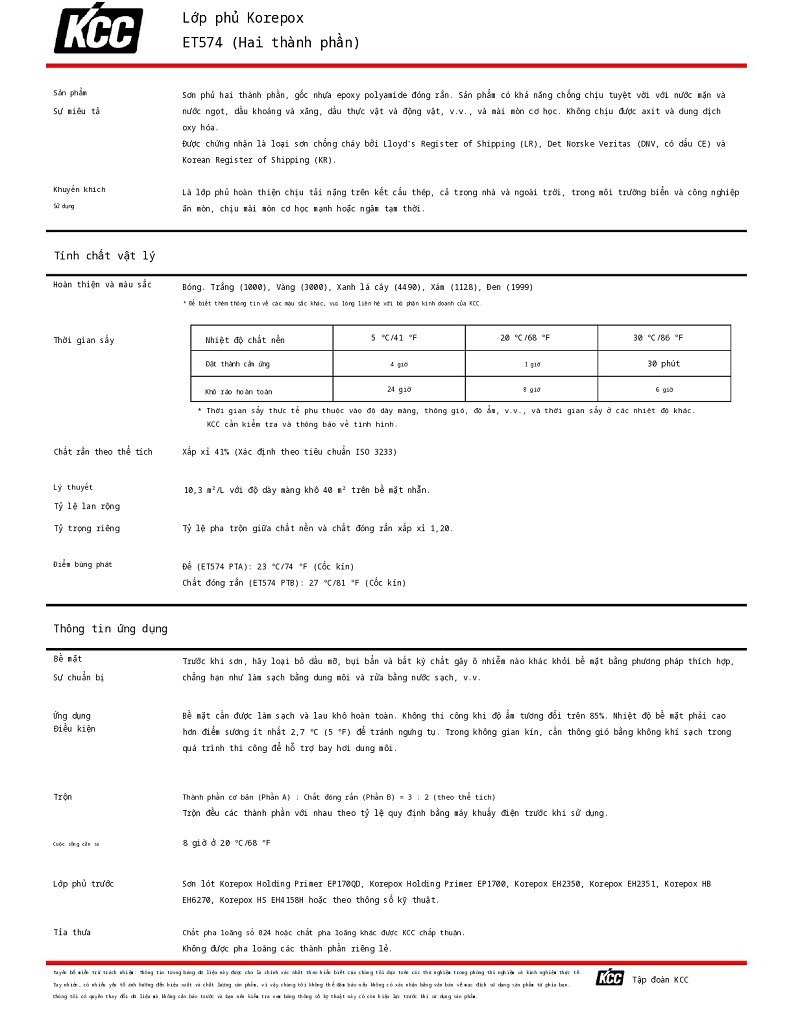 Thông số kỹ thuật ET574 KCC (TDS ET574) 001