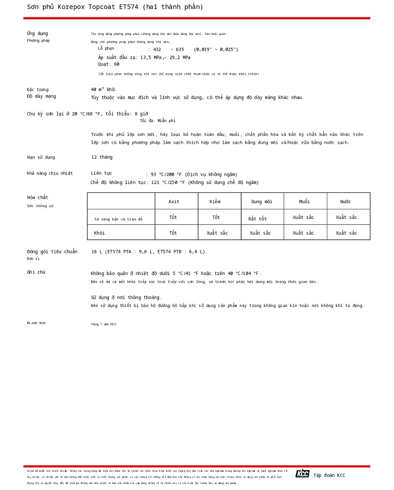 Thông số kỹ thuật ET574 KCC (TDS ET574) 002