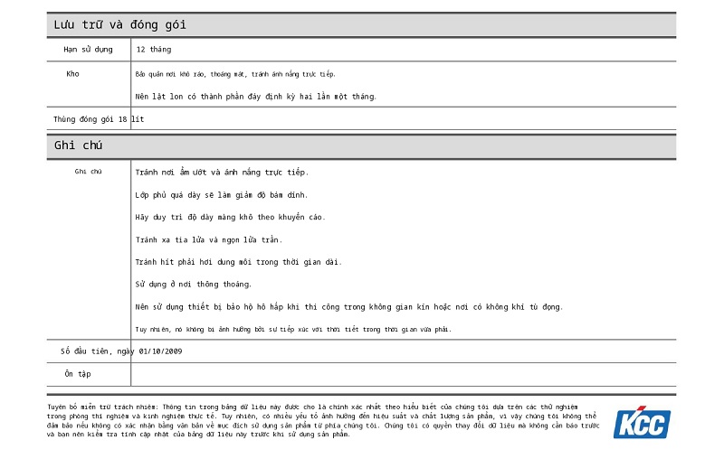 Thông số kỹ thuật Yeolcoat QT603 KCC | TDS QT603 KCC 002