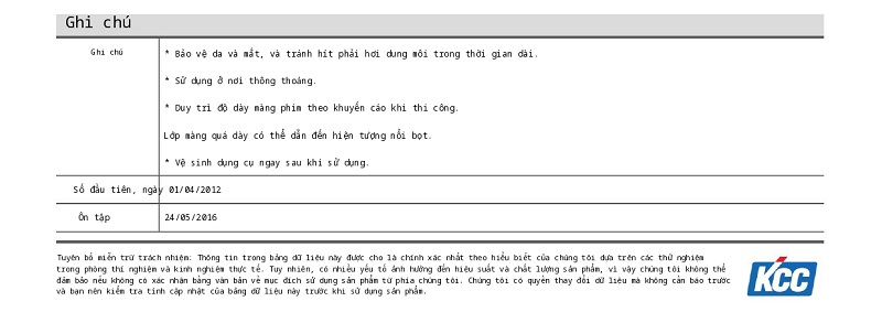 Thông số kỹ thuật UP195 KCC | TDS UP195 KCC 002