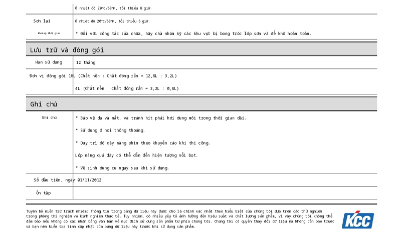 Thông số kỹ thuật UT5119 KCC | TDS UT5119 KCC 002