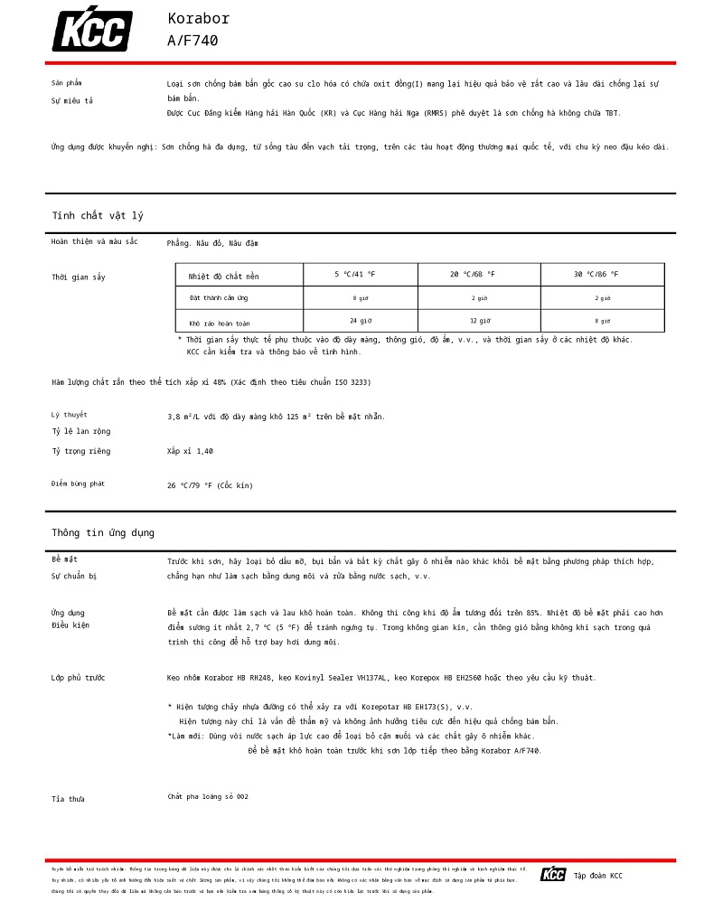 Thông số kỹ thuật AF740 KCC (TDS AF740) 001