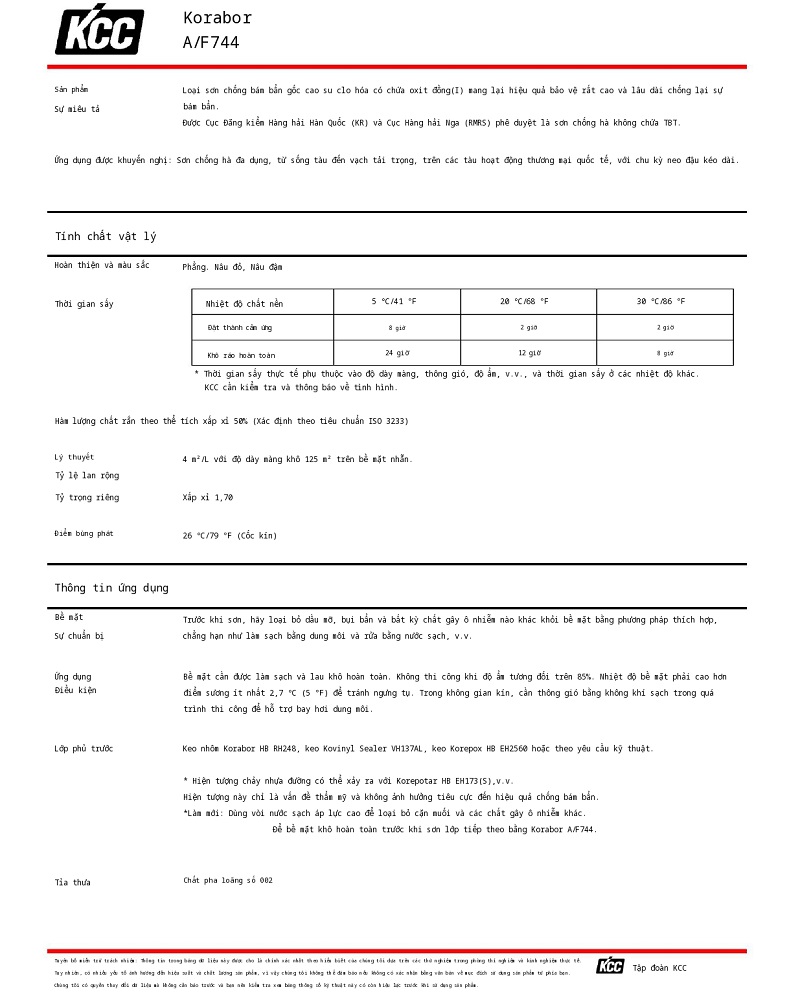 Thông số kỹ thuật AF744 KCC (TDS AF744) 001