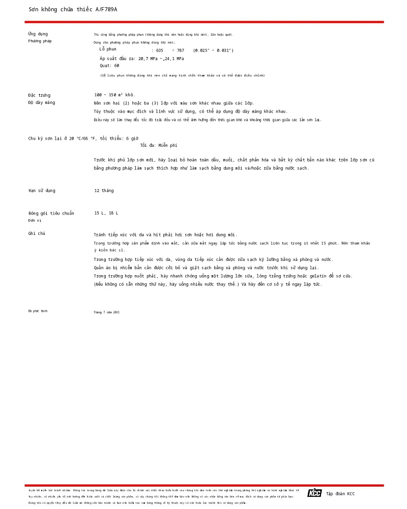 Thông số kỹ thuật A/F789A KCC (TDS A/F789A) 002
