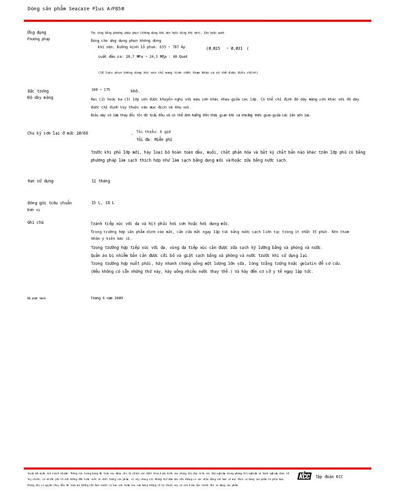 Thông số kỹ thuật A/F850 KCC (TDS A/F850) 002