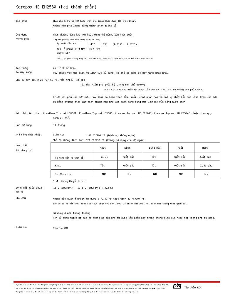 Thông số kỹ thuật EH2580 KCC (TDS EH2580) 002