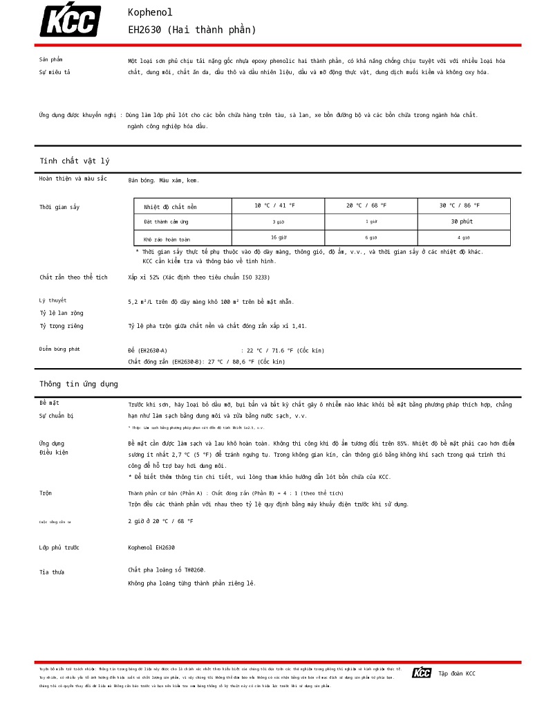 Thông số kỹ thuật EH2630 KCC (TDS EH2630 KCC) 001