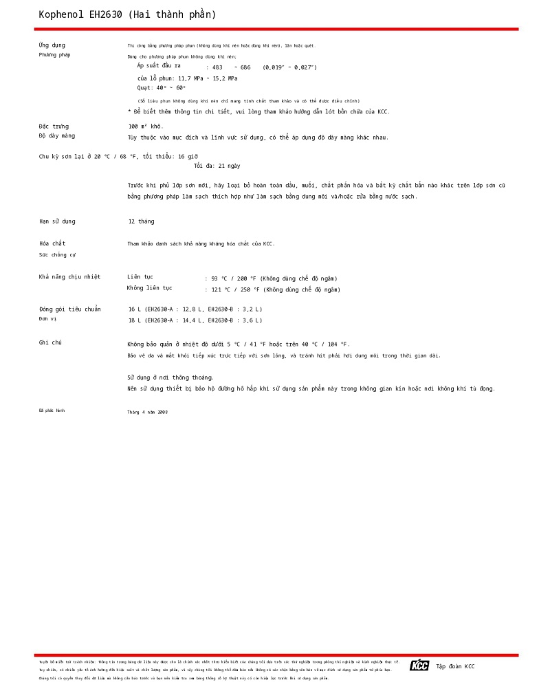 Thông số kỹ thuật EH2630 KCC (TDS EH2630 KCC) 002