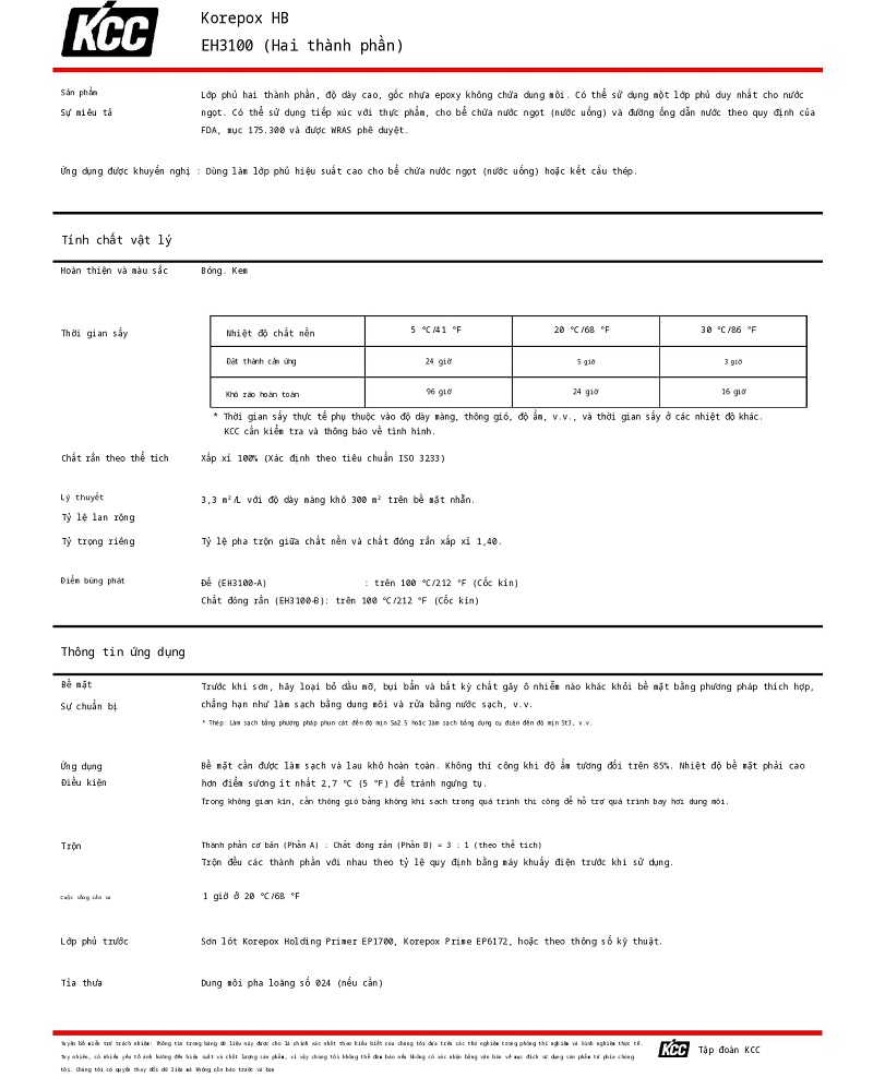 Thông số kỹ thuật EH3100 KCC (TDS EH3100) 001