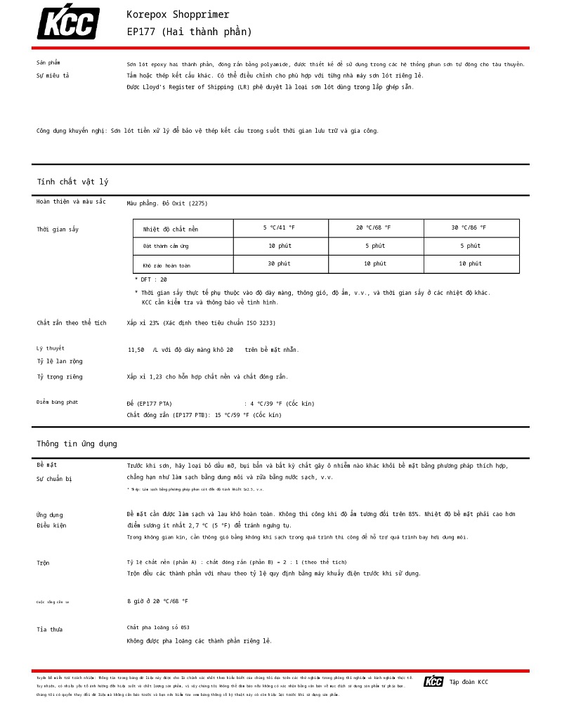 Thông số kỹ thuật EP177 KCC (TDS EP177) 001