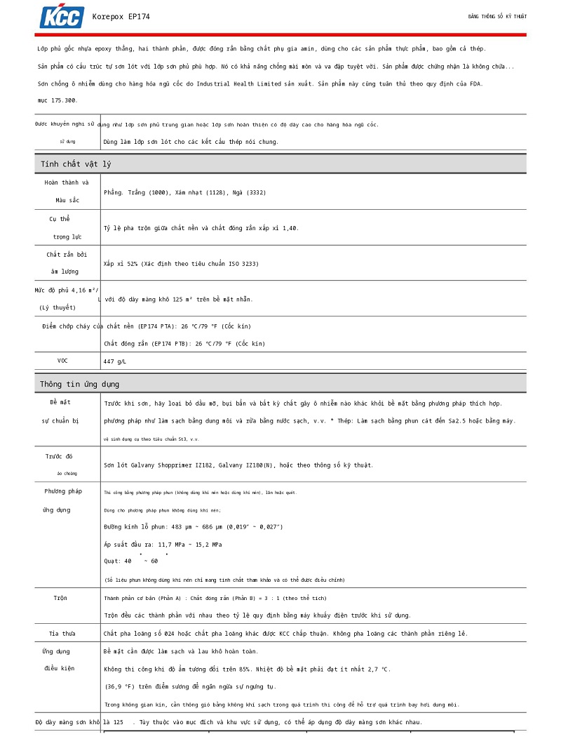 Thông số kỹ thuật EP174 KCC (TDS EP174) 001